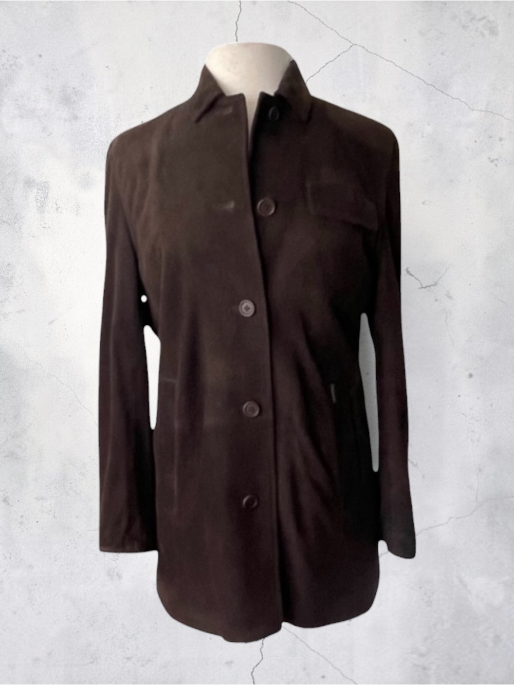 FACONNABLE BROWN GOAT SKIN LEATHER SUEDE JACKET SIZE XS